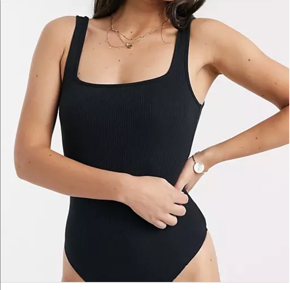 Top Shop Square Neck Dusty Pink Bodysuit